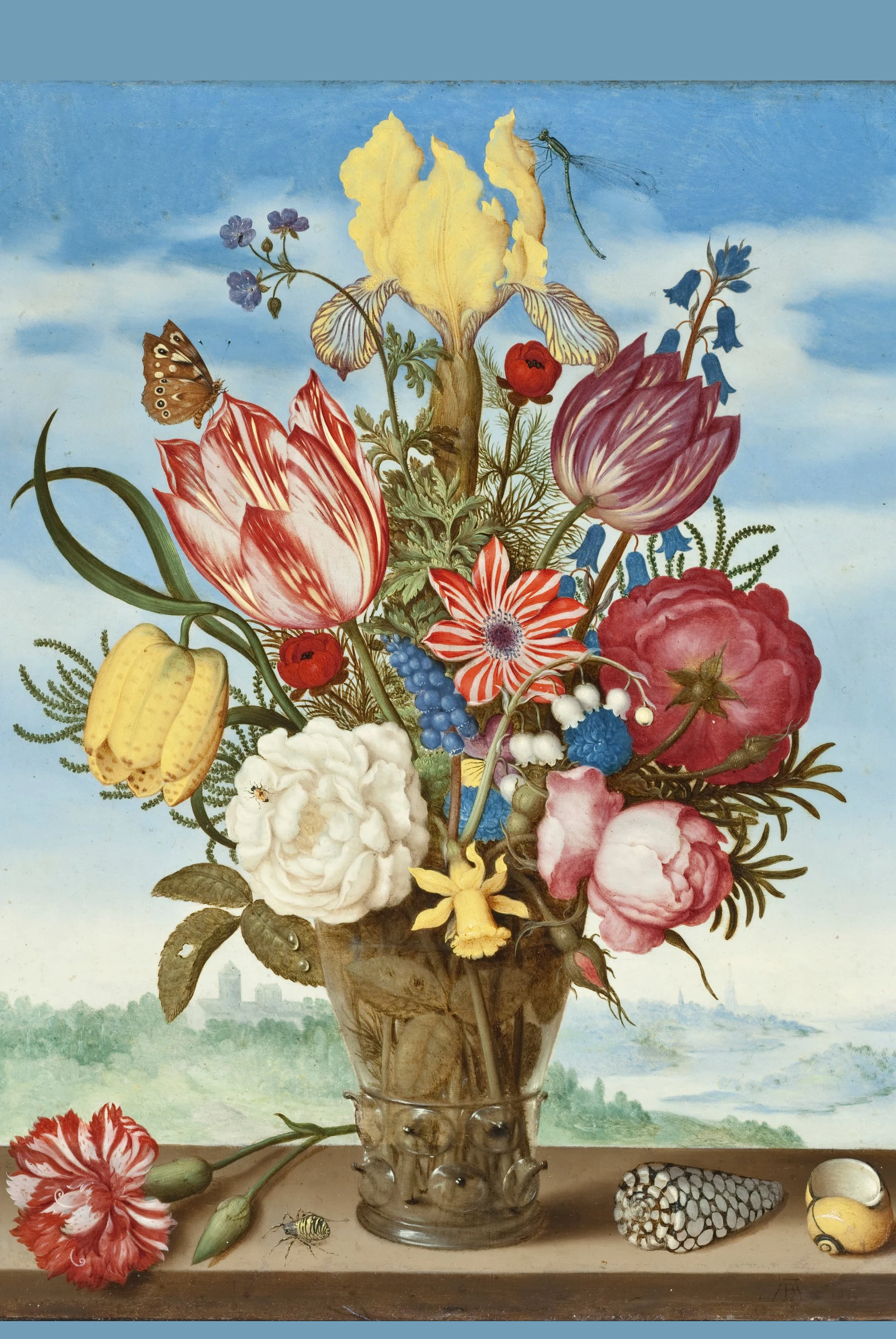 Boeket bloemen op een richel