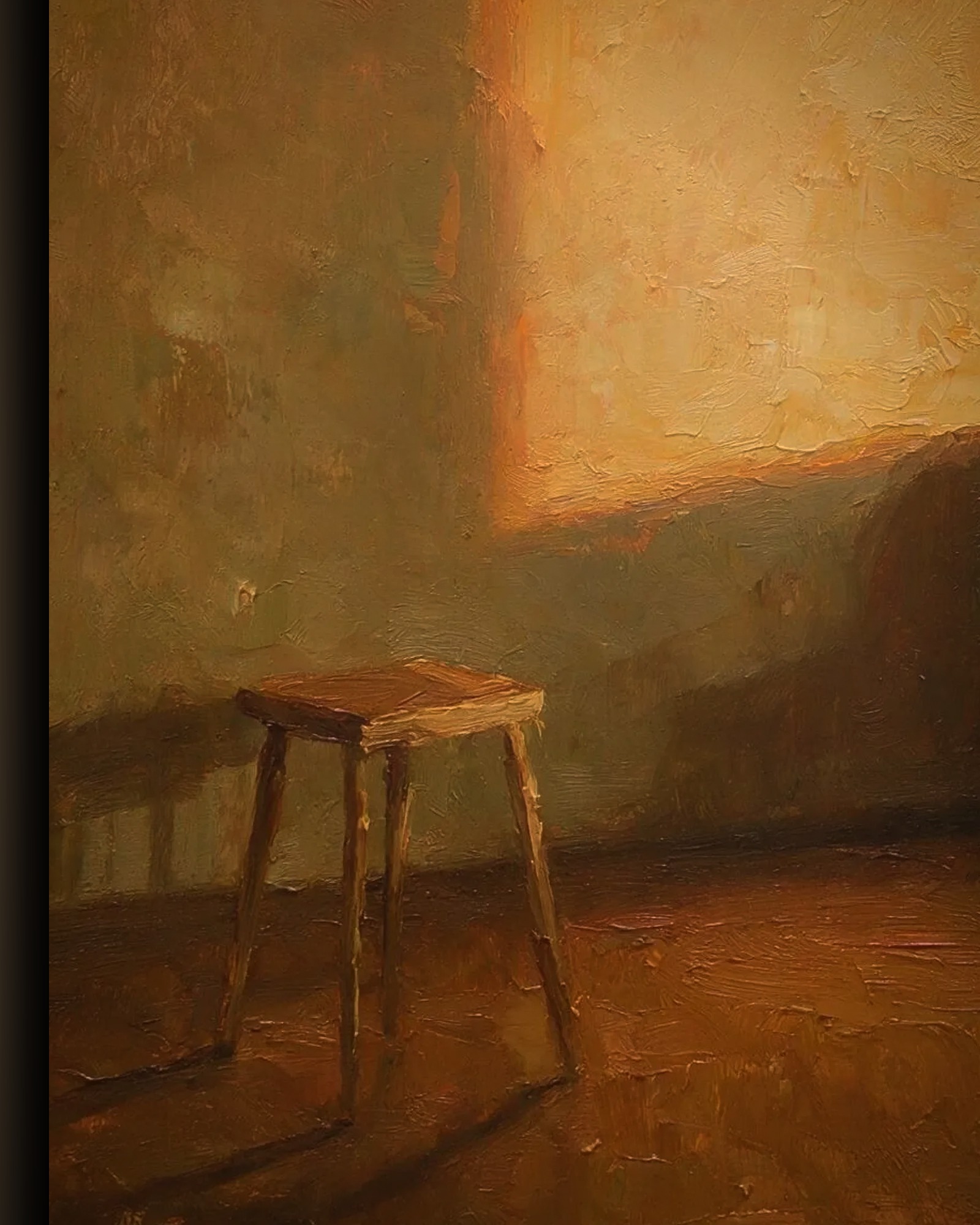 Materiaal en afwerking van Laatste licht op de muur in het wisselframe