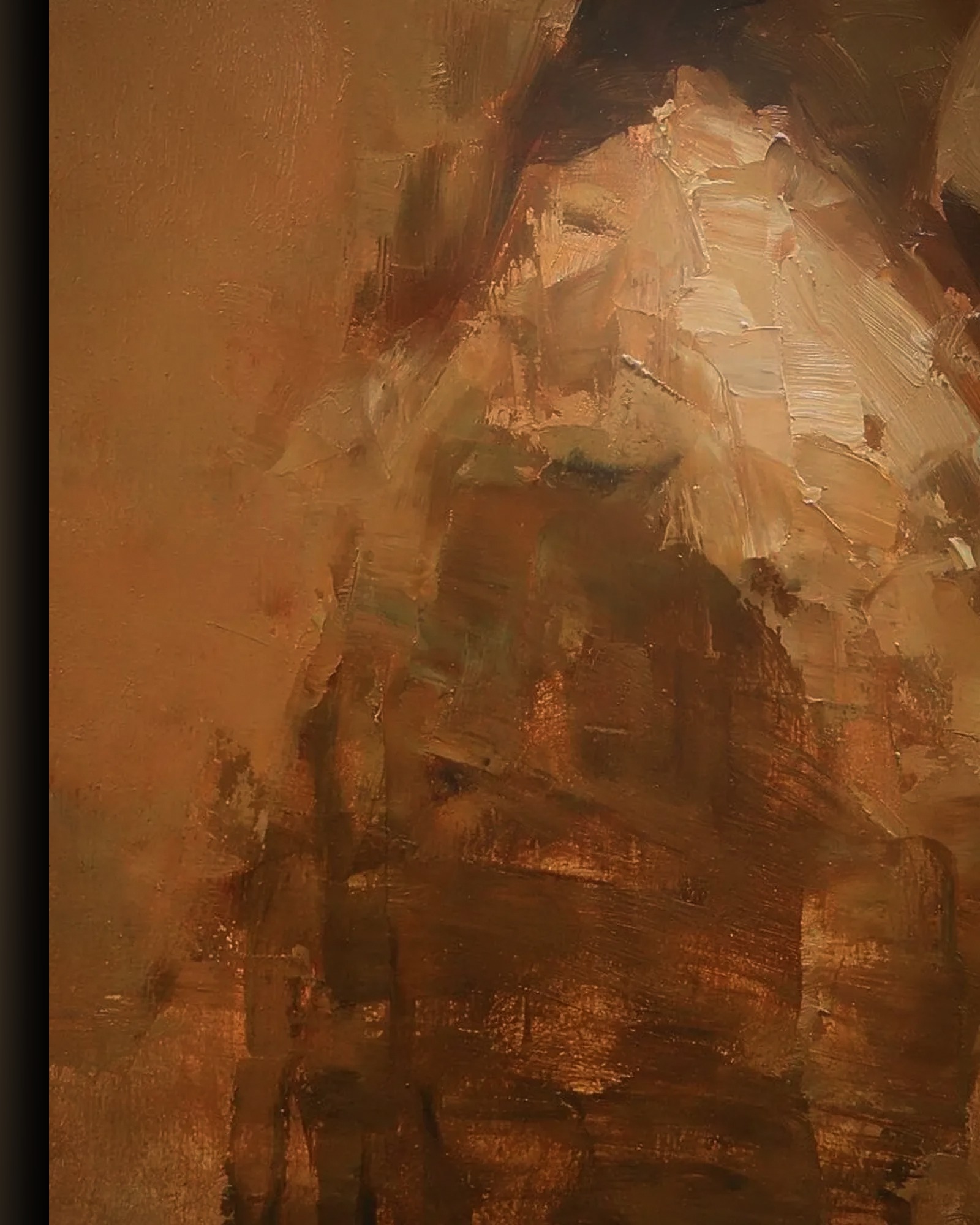 Materiaal en afwerking van Vrouw in terracotta in het wisselframe
