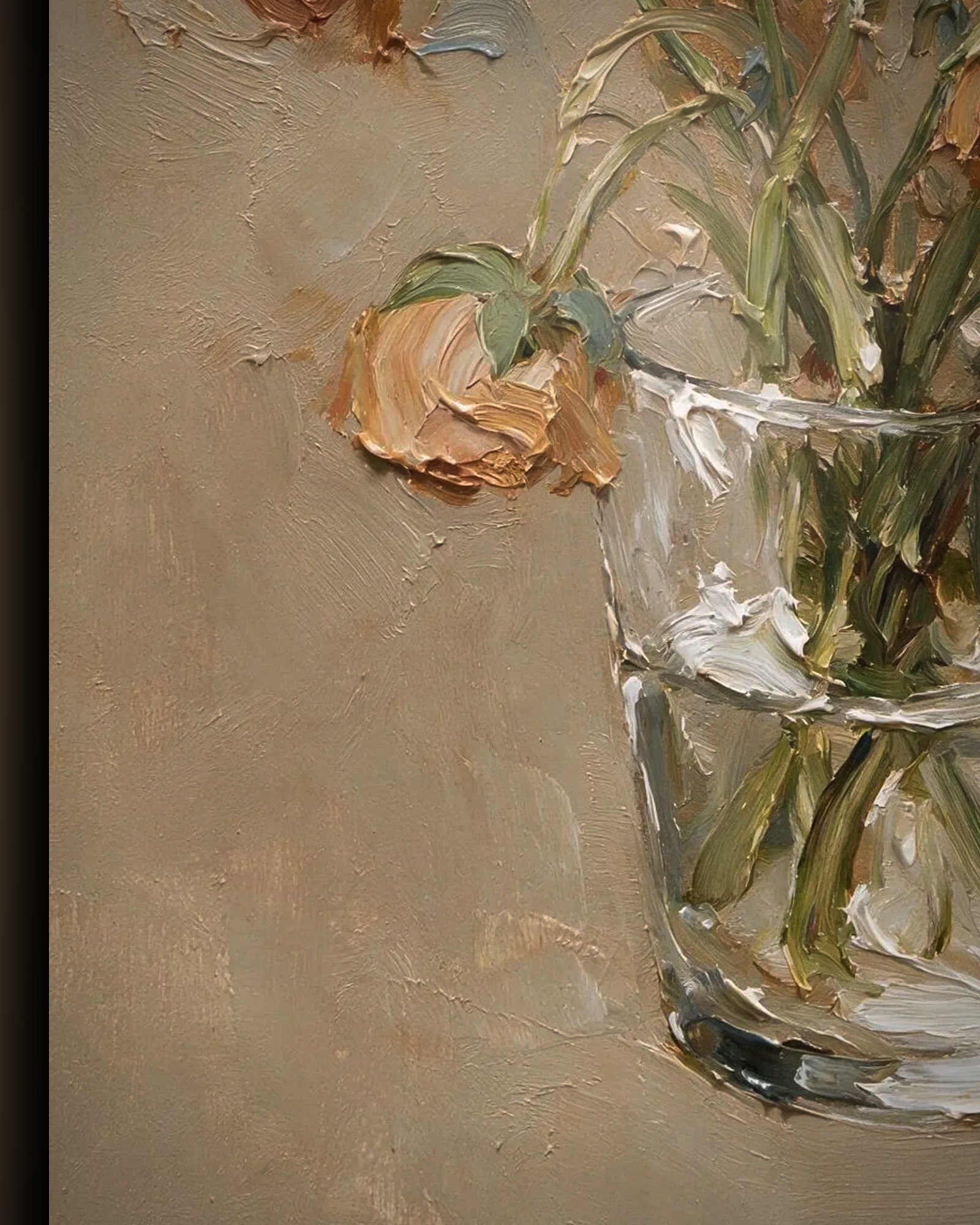 Materiaal en afwerking van Ranonkels in glas in het wisselframe