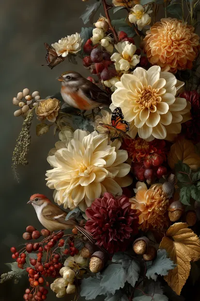 Herfstboeket met mussen
