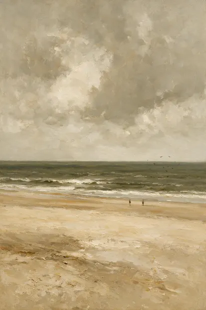 Twee figuren aan zee